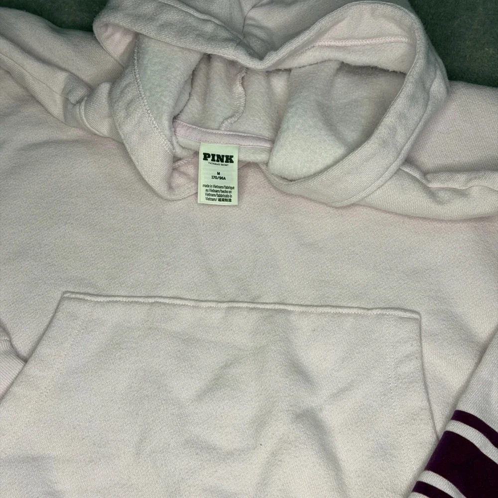 Pink Hooded Sweatshirt with Burgundy Accents - Picture 4 of 5